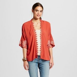 Boho Coral kimono shawl